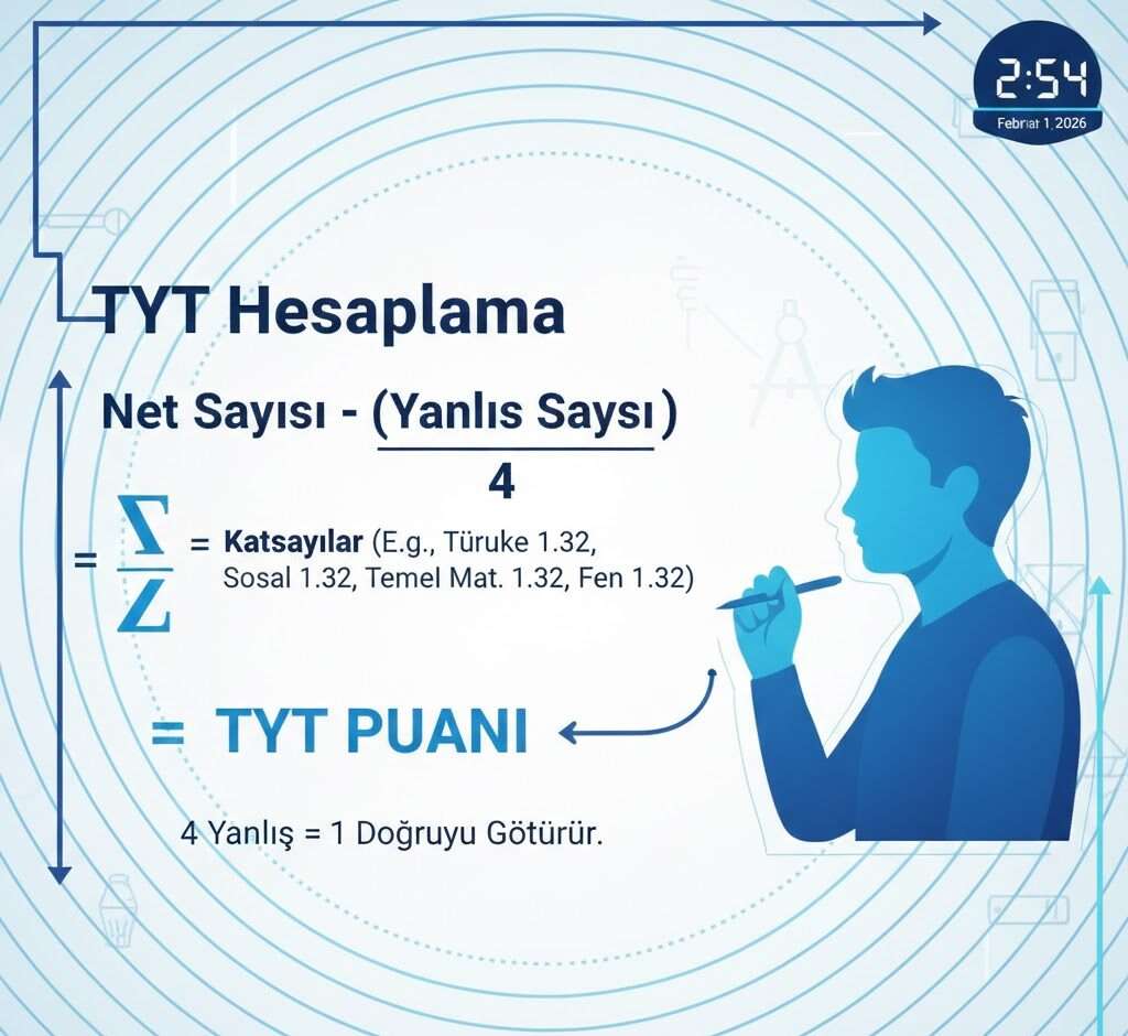 TYT hesaplama formülü ve katsayıları gösteren analitik grafik.