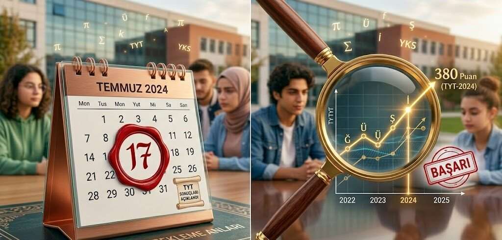 Calendar highlighting the TYT exam results announcement date.